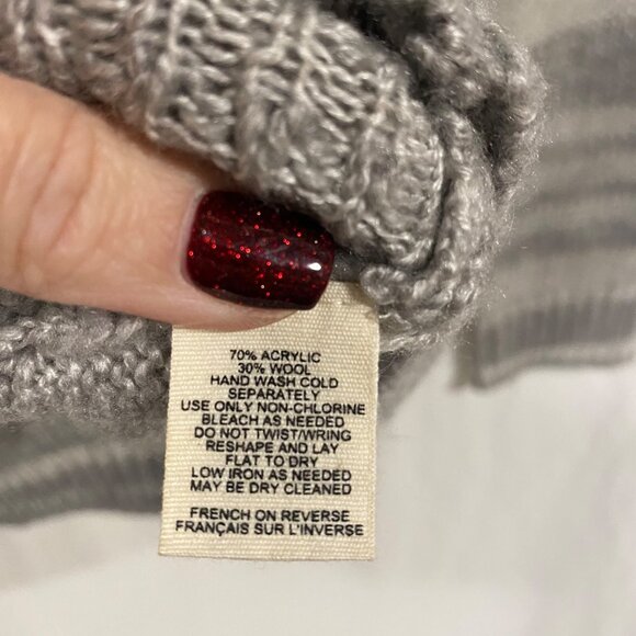 Anthropologie Moth Twin Shadows Gray Striped High Neck Sweater Size M - Picture 4 of 8